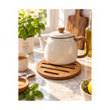 OAKY Life Yuvarlak Ahşap Nihale – 20 cm Çap 18 mm Doğal Ahşap Kontraplak Tencere ve Tava Altlığı