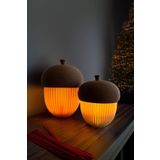 Obaco Dekoratif Işıklı Meşe Palamudu Biblo Seti, 2li Kutu Dekorasyon Objesi, Tealight Led Mumlu 15cm-10cm