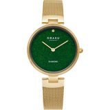 Obaku Denmark V256LHGEMG-DSSD Quartz Hasır Altın Rengi Yeşil Kadran 32 mm Kadın Kol Saati - tek ebat