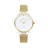 Obaku Denmark V302lxgwmg Quartz Çelik Hasır Altın Rengi Beyaz Kadran Safir Cam 32 Mm Kadın Kol Saati