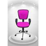 Obc Ofis Büro Concept Depar Krom - Fileli Ofis Büro Öğrenci Çalışma Koltuğu - Sandalyesi - Pembe