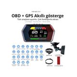 OBD + OBD 2 + GPS Çift Modlu Araç HUD LCD Ekranlı Akıllı Gösterge ve Arıza Tespit Cihazı + Koku