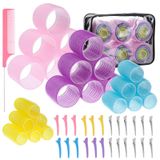 obeoby 4 Boyutlu Makaralar Saç Bigudi, 50 Parça Set Jumbo Saç Makaraları 25 mm 36 mm 48 mm 60 mm Kendinden Kavramalı Saç Makaraları, Uzun Saçlar için Kıvırcıklaştırıcılar Kısa Saç Saç Patlamaları, 4 Renk