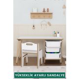 OBİ Atölye 3 Çekmeceli Aktivite Masası Çocuk Masa Sandalye Seti Oyuncak Dolabı -Tek Sandalyeli
