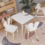 Obi Atölye Çocuk Oyun Aktivite Masası 45X45 cm Parlak Beyaz MDF 2 Sandalyeli Güvenli Tasarım