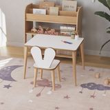 Obi Atölye Çocuk Oyun Aktivite Masası 60X45 cm Çocuk Çalışma Masası Masa Sandalye Seti - Beyaz