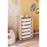 Obi Atölye Çok Amaçlı Oyuncak Dolabı 6 Sepetli Suntalam Malzeme 45x30x78 cm Safir Meşe Renk