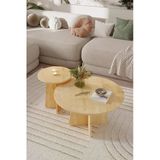 OBİ Atölye NORD 2'li Orta Sehpa 72 cm-40 cm, İskandinav Orta Sehpa, Bohem, Yuvarlak - Safir Meşe
