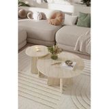 OBİ Atölye NORD 2'li Orta Sehpa 72 cm-40 cm, İskandinav Orta Sehpa, Bohem, Yuvarlak - Traverten
