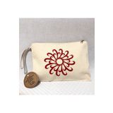 OBİDEV Tahta Baskı Daire Çark Desenli Clutch ,portföy Çanta,makyaj Çantası