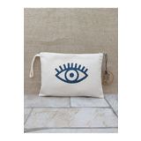 OBİDEV Tahta Baskı Göz Desenli Clutch ,portföy Çanta,makyaj Çantası