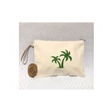 OBİDEV Tahta Baskı Palmiye Desenli Clutch ,Portföy Çanta,Makyaj Çantası