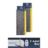 obido (2 Adet) Yengeç Mop Temizlik Seti %100 Mikrofiber Bezi - Çift Taraflı - Tüm Mandallı Moplara Uygun