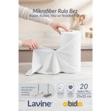 obido (20'li Rulo) Lavine Çok Amaçlı %100 Mikrofiber Temizlik Bezi "beyaz" 25x32 Büyük Ebat Kopart Kullan