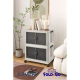 obido Fold&Go 2'Lü Portatif Organizer Tekerlekli Dolap ”Beyaz” Çok Amaçlı Mıknatıs Kapaklı Katlanır