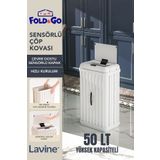 obido Lavine 50 Lt Sensörlü Çöp Kovası Portatif Katlanabilir Büyük Boy Premium ”beyaz”