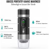 Obiem Obıess Taşınabilir Espresso Kahve Makinesi Siyah Şarjlı Kapsül ve Öğütülmüş Kahve ile Uyumlu V3
