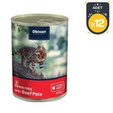 Obivan 12x400 gr Tahılsız Sığır Etli Ezme Yetişkin Kedi Konservesi
