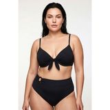 Obje Kadın Siyah Battal Yüksek Bel Halka Detaylı Bikini Altı - 52