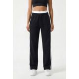 Obje Kadın Siyah Şardonsuz 3 Iplik Şerit Detay Basic Sweatpant - 2XL