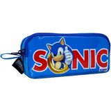 Obm Sonic Yazı Desenli Mavi Kalem Kutusu 2240 Fermuarlı Dayanıklı ve Geniş Kapasite