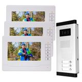 Obo Eller Erişim Kontrolü Kamera Interkom Kablolu 7 "İnç Monitör Görüntülü Kapı İnterkomu 3 Daire İçin Kapı Zili İle