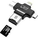 Obrax 4 In 1 Ios Android Type-C Lightning Usb-A Microsd Tf Kart Okuyucu - Siyah