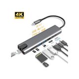 Obrax 8in1 Ethernet SD USB Type-C HDMI Girişli Çevirici Hub