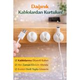 obrigado Siyah Beyaz Kablo Düzenleyici 10’lu, Yapışkan Masa Üstü Tutucu