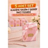 OBRNHOMEN 5 Adet Kutulu Kadife Yasin-i Şerif ve İnci Tesbih Seti – Mevlüt, Hac, Umre Hediyelik