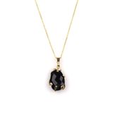 Obsidyen Doğal Taş Gold Renkli Kolye KLY-914
