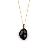 Obsidyen Doğal Taş Gold Renkli Kolye KLY-980