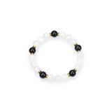 Obsidyen & Kristal Kuvars Dogal Tas Bileklik 8Mm