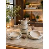 Obsidyen Prestige Mega Set 12 Parça Döküm Granit Tencere Tava Ve Sahan Seti 16-18-20 Cm Tencere 18-20-22 Cm Sahan 20-24-28 Cm Tava Cappuccino