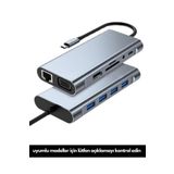 Ocado 11 In 1 Type-c To Usb Hub Port Uyumlu Adaptör Hdmı 4x Usb Lan Vga Sd Card Çevirici Çoklayıcı