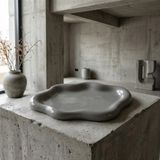 Oceal Minimal Gri Dekoratif Tabak | Modern Dekoratif Kase | Masa Üstü Aksesuar