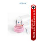 Ocean Freze Ucu Saklama Kabı, Elektrikli Tırnak Törpü Makinesi Uçları Organizeri, Pembe