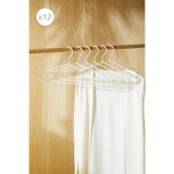 Ocean Home Textile 12 Adet Ekru Renk Kumaş Kaplı Metal Elbise Kıyafet Askısı, Giysi Askısı 21.5x42x0.5