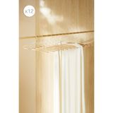 Ocean Home Textile 12'li Ahşap Destekli Mat Beyaz Renk Metal Elbise Kıyafet Askısı, Giysi Askısı 19.5x42x0.34
