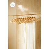 Ocean Home Textile 12'li Altın Gold Kancalı Ahşap Görünümlü Plastik Elbise Kıyafet Askısı, Giysi Askısı 25x44.5x1