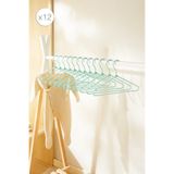 Ocean Home Textile 12'li Mint Renk Kumaş Kaplı Metal Bebek Giysi Askısı, Elbise Askısı 19.5x30x0.3