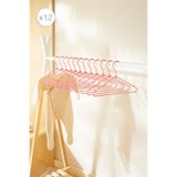 Ocean Home Textile 12'li Pembe Renk Kumaş Kaplı Metal Bebek Giysi Askısı, Elbise Askısı 19.5x30x0.3