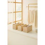 Ocean Home Textile 13x28x13 cm 3'lü Bölmeli Bej Balıksırtı Çekmece İçi Düzenleyici Kutu Set