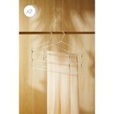Ocean Home Textile 2 Adet 3 Katlı Ekru Renk Kumaş Kaplı Metal Elbise Kıyafet Askısı, Giysi Askısı 42x41x0.5