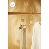 Ocean Home Textile 2 Adet 6 Kancalı Mat Beyaz Kauçuk Kaplamalı Metal Çok Amaçlı Kravat Kemer Aksesuar Askısı 14x7 cm