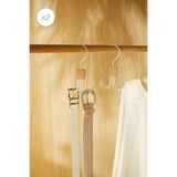 Ocean Home Textile 2 Adet 6 Kancalı Mat Beyaz Kauçuk Kaplamalı Metal Çok Amaçlı Kravat Kemer Aksesuar Askısı 14x7