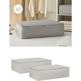 Ocean Home Textile 2 Adet Mega Boy Gri Balıksırtı Baza Altı Yastık Yorgan Kazak Hurcu 74 x 46 x 22 cm