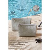 Ocean Home Textile 2 Adet Termal Astarlı Su İtici Leke Tutmaz Gri Jüt Keten Makyaj İlaç Çantası Seti 19x13x7/23x16x7