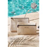 Ocean Home Textile 2 Adet Termal Astarlı Su İtici Leke Tutmaz Jüt Keten Makyaj İlaç Çantası Seti 19x13x7/23x16x7