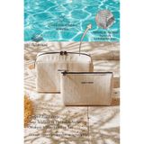Ocean Home Textile 2 Adet Termal Astarlı Su İtici Leke Tutmaz Jüt Keten Makyaj İlaç Çantası Seti 19x13x7/25x15x12.5